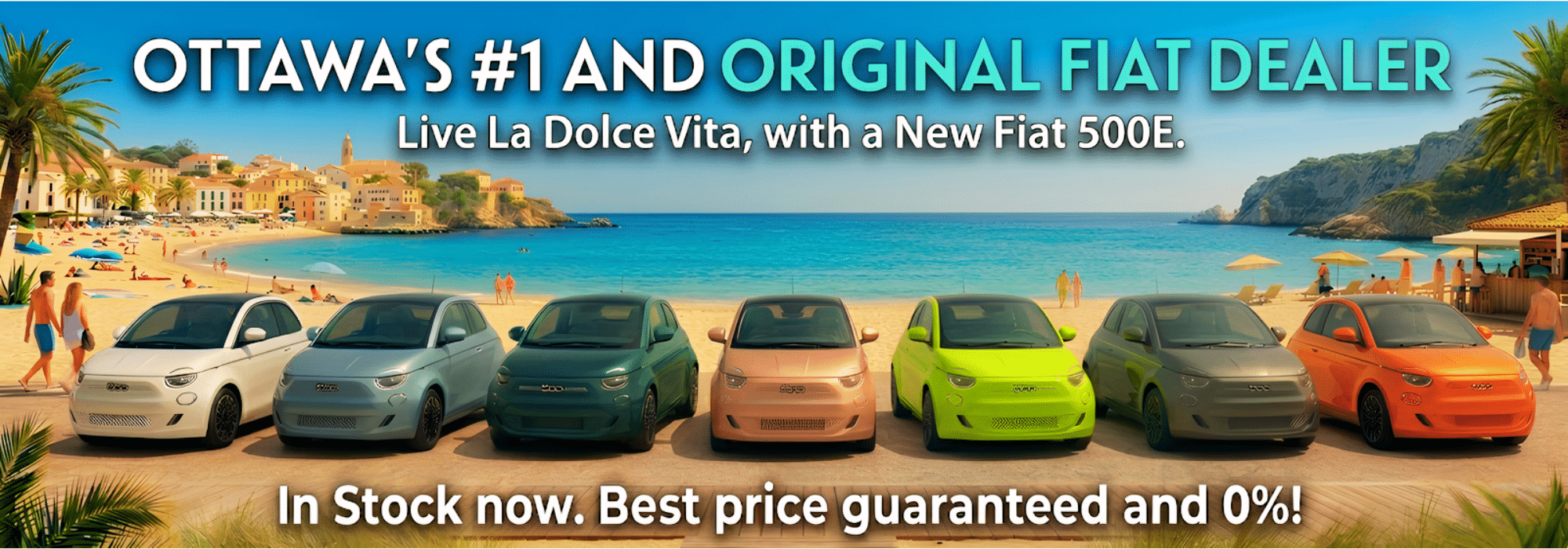 Ottawa's leading Fiat dealer offers up to $13,000 off and 0% financing, showcasing diverse Fiat models.