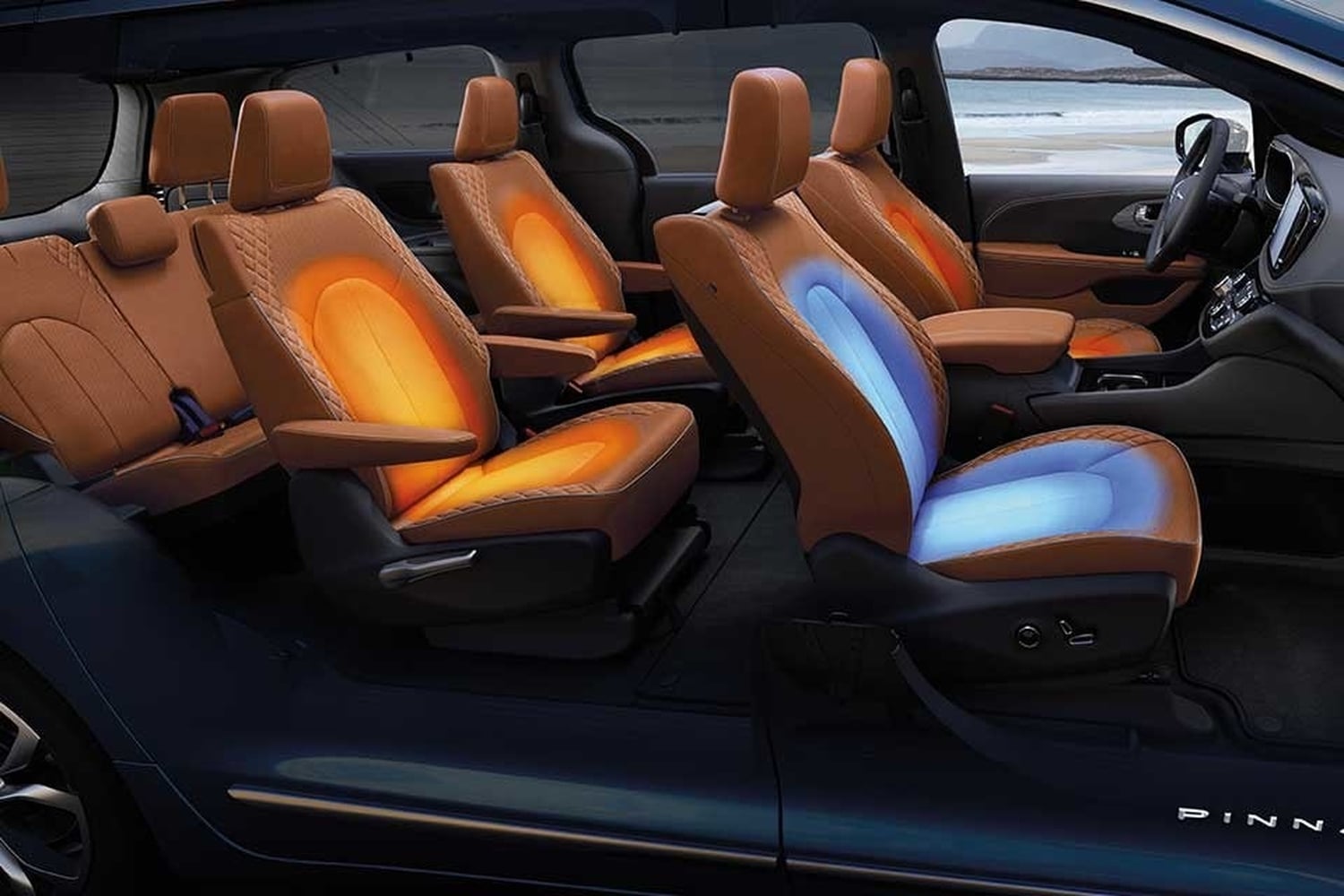 2026 Chrysler Pacifica heated front seats with Caprice leatherette upholstery providing comfort during cold Nepean winters