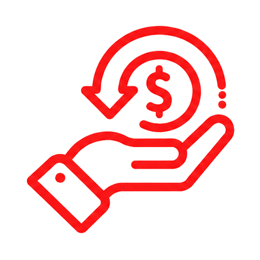 Red check engine light icon, indicating a vehicle's engine issue or malfunction alert.